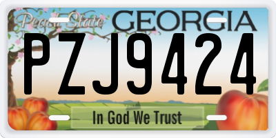 GA license plate PZJ9424