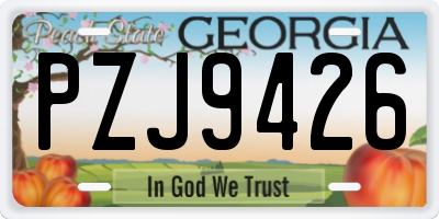 GA license plate PZJ9426
