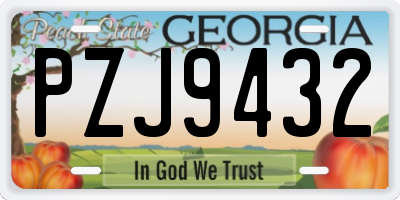 GA license plate PZJ9432