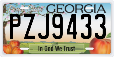 GA license plate PZJ9433