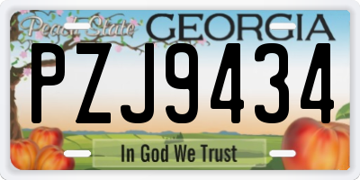 GA license plate PZJ9434