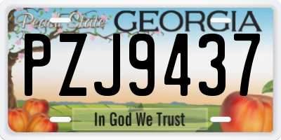 GA license plate PZJ9437