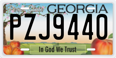 GA license plate PZJ9440