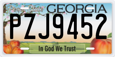 GA license plate PZJ9452