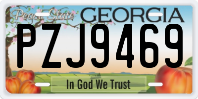 GA license plate PZJ9469