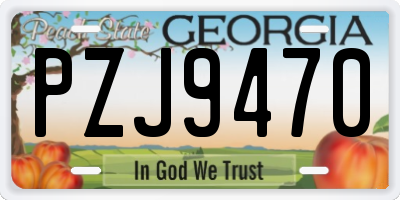 GA license plate PZJ9470