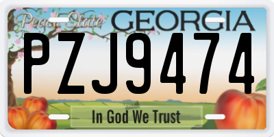 GA license plate PZJ9474