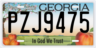 GA license plate PZJ9475