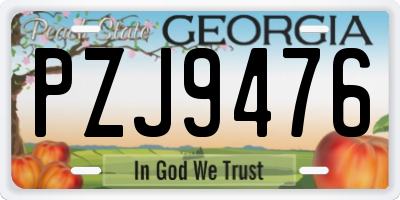 GA license plate PZJ9476