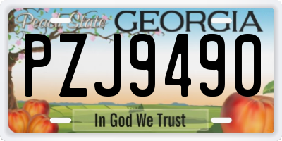 GA license plate PZJ9490