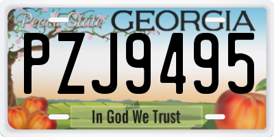 GA license plate PZJ9495
