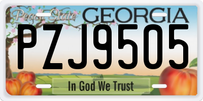 GA license plate PZJ9505