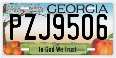 GA license plate PZJ9506