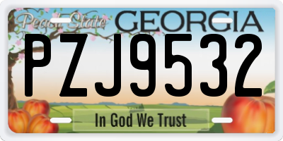 GA license plate PZJ9532