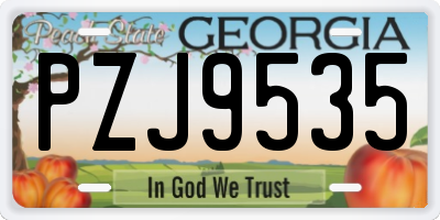 GA license plate PZJ9535