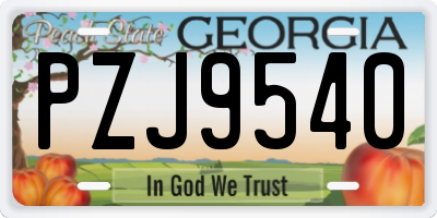 GA license plate PZJ9540