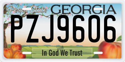 GA license plate PZJ9606