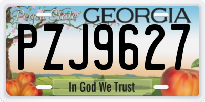 GA license plate PZJ9627