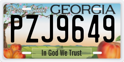GA license plate PZJ9649