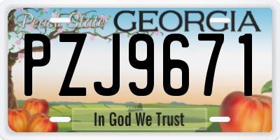 GA license plate PZJ9671