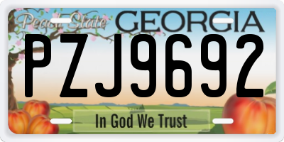GA license plate PZJ9692