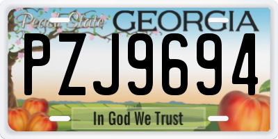 GA license plate PZJ9694