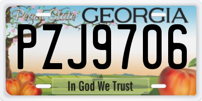 GA license plate PZJ9706