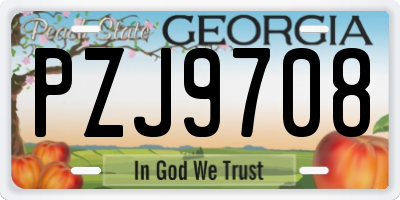 GA license plate PZJ9708