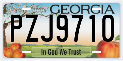 GA license plate PZJ9710
