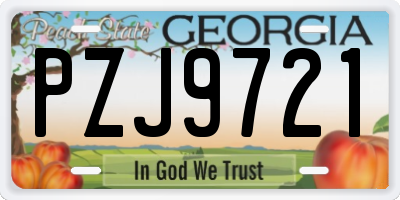 GA license plate PZJ9721
