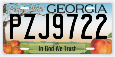 GA license plate PZJ9722