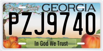 GA license plate PZJ9740