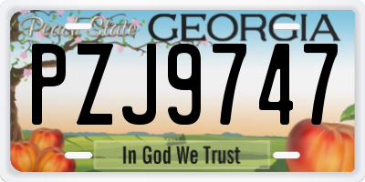 GA license plate PZJ9747