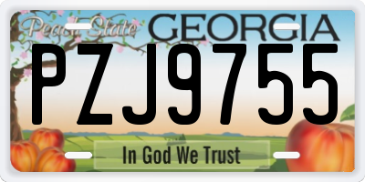 GA license plate PZJ9755