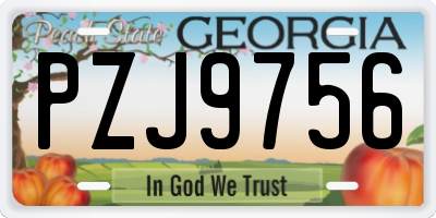 GA license plate PZJ9756