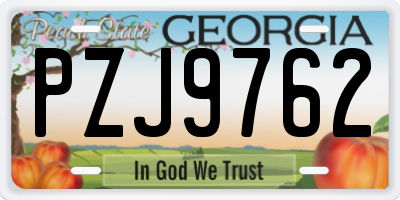 GA license plate PZJ9762