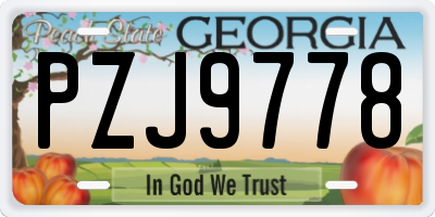 GA license plate PZJ9778