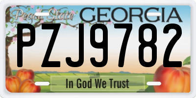 GA license plate PZJ9782