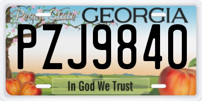 GA license plate PZJ9840