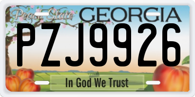 GA license plate PZJ9926
