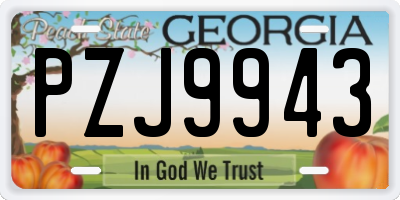 GA license plate PZJ9943