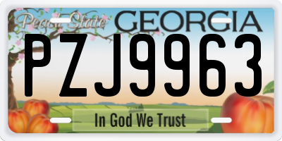 GA license plate PZJ9963