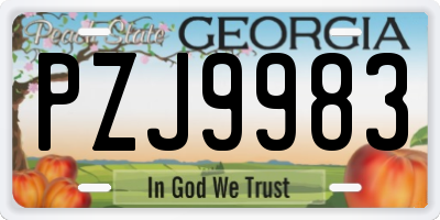 GA license plate PZJ9983