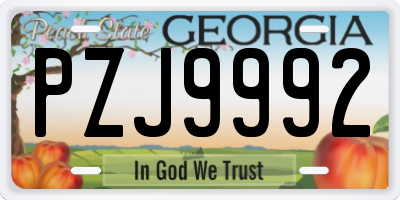 GA license plate PZJ9992