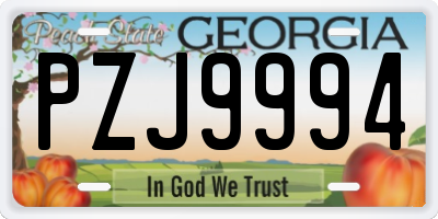 GA license plate PZJ9994