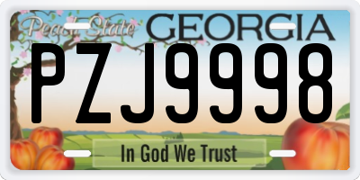 GA license plate PZJ9998