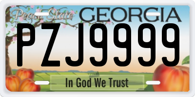 GA license plate PZJ9999