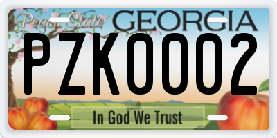 GA license plate PZK0002