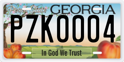 GA license plate PZK0004