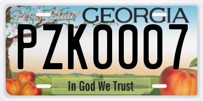 GA license plate PZK0007